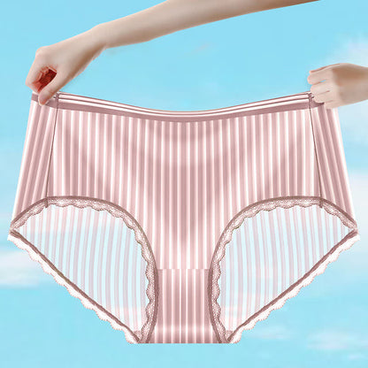 Plus Size Transparent Mid Waist Ice Silk Thin Brief(3 Packs)