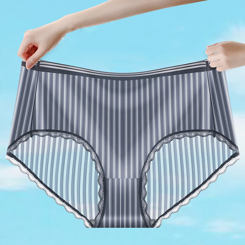 Plus Size Transparent Mid Waist Ice Silk Thin Brief(3 Packs)