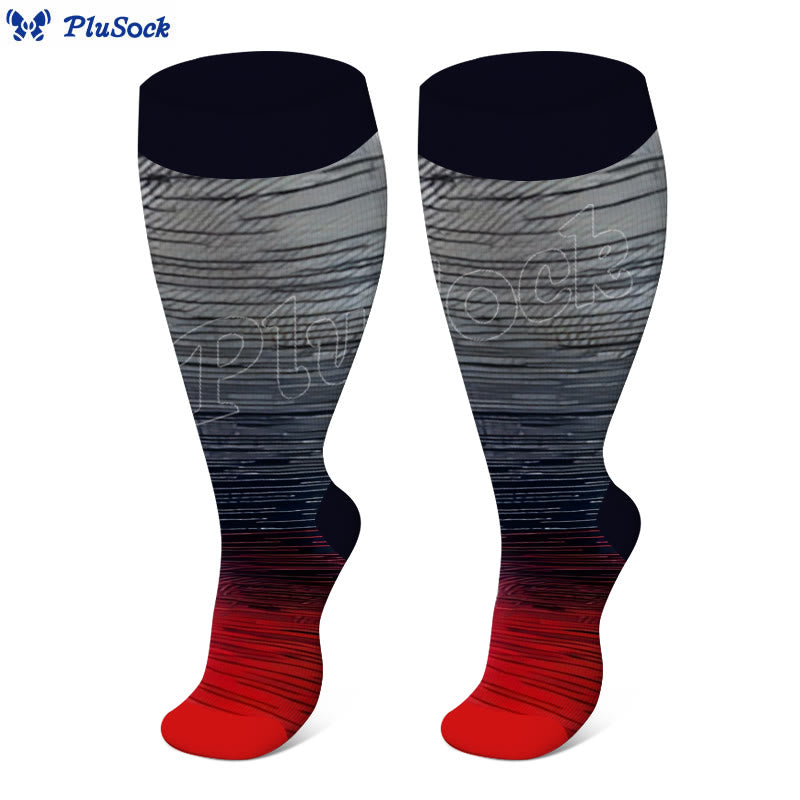 Plusock Plus Size Colorful Stripe Compression Socks - image 0