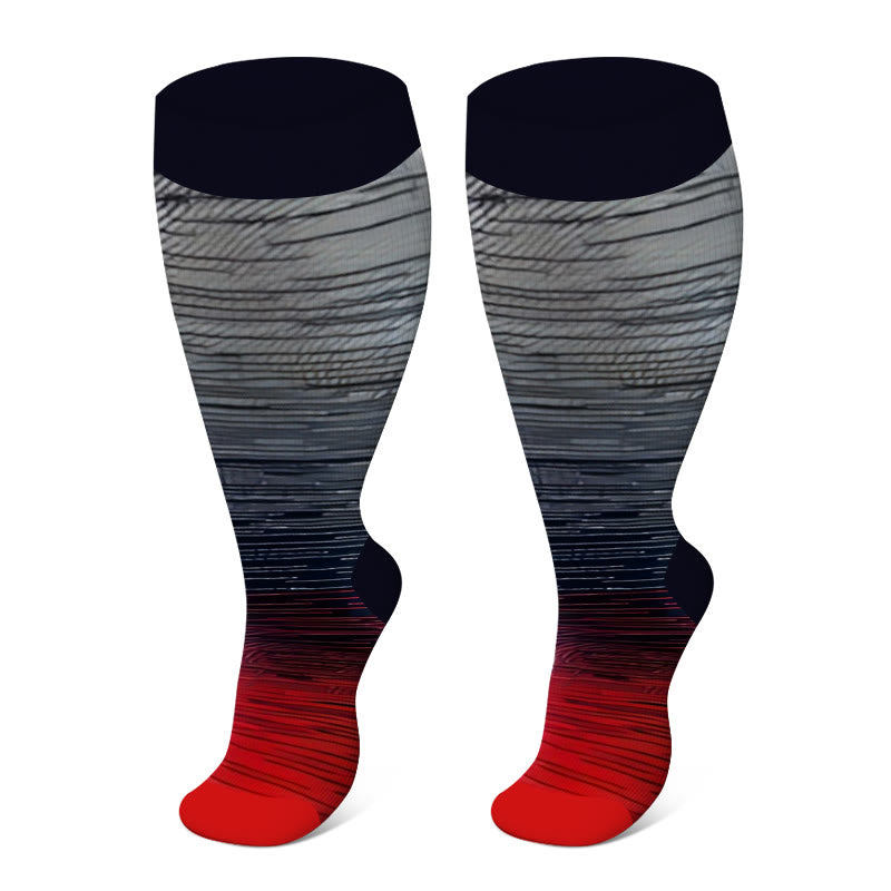 Plusock Plus Size Colorful Stripe Compression Socks - image 1