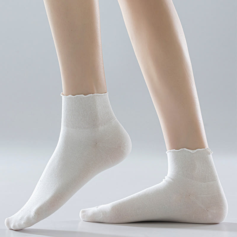 Laciness Solid Color Ankle Socks(10 Pairs)