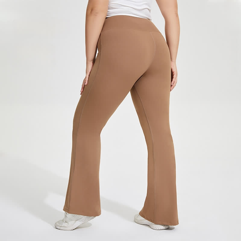 Plusock Solid Color Stretchy Yoga Flare Pants - image 2