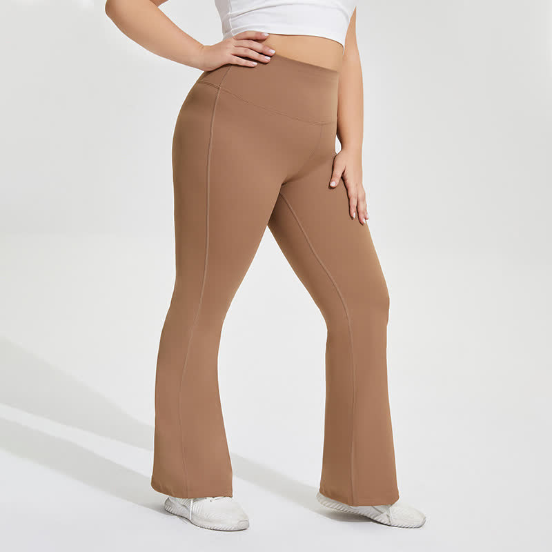 Plusock Solid Color Stretchy Yoga Flare Pants - image 1