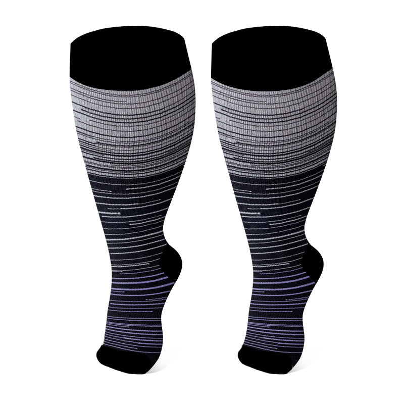 Plusock Plus Size Open Toe Compression Socks(3 Pairs) - Purple - 4XL - image 6
