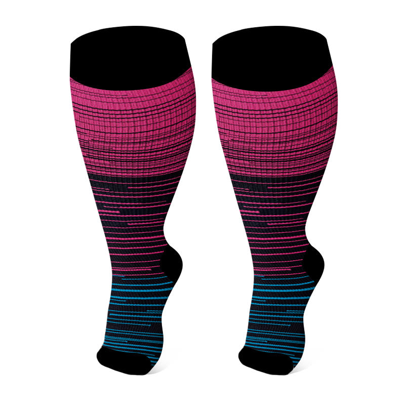 Plusock Plus Size Open Toe Compression Socks(3 Pairs) - Rose - 4XL - image 7