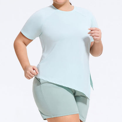 Plusock Plus Size Split Hem Yoga Workout Short Sleeve Top - image 4