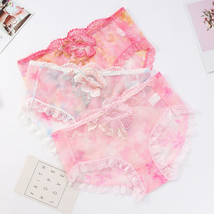 Plus Size Sexy Embroidered Lace Brief(3 Packs)