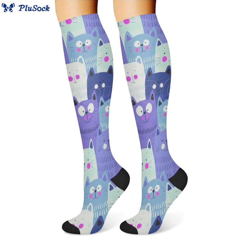 Plusock Cartoon Cat Compression Socks(3 Pairs) - image 3