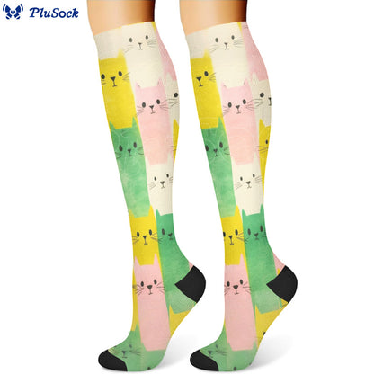 Plusock Cartoon Cat Compression Socks(3 Pairs) - image 1
