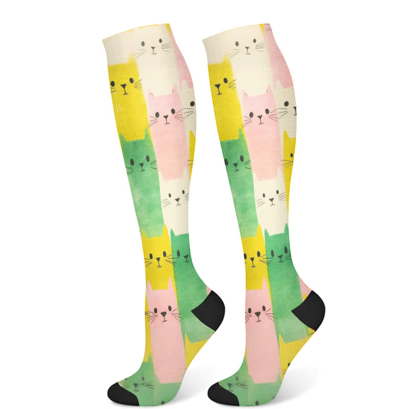 Plusock Cartoon Cat Compression Socks(3 Pairs) - image 6