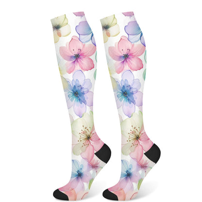 Purple Flower Series Compression Socks(3 Pairs)