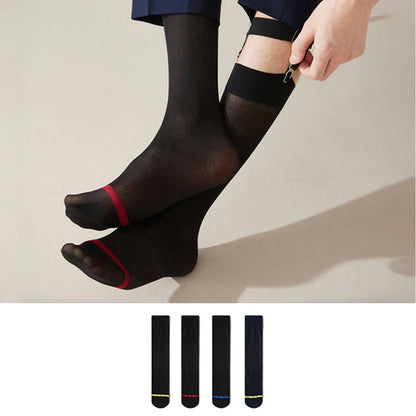 Plus Size Ice Silk Business Style Crew Socks(4 Pairs)