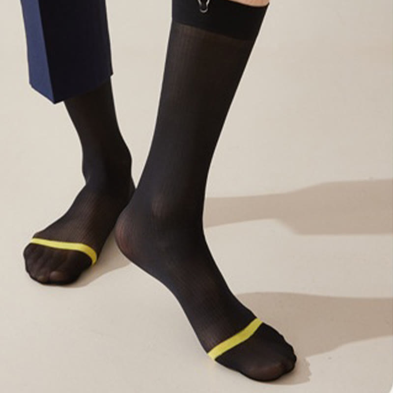 Plus Size Ice Silk Business Style Crew Socks(4 Pairs)