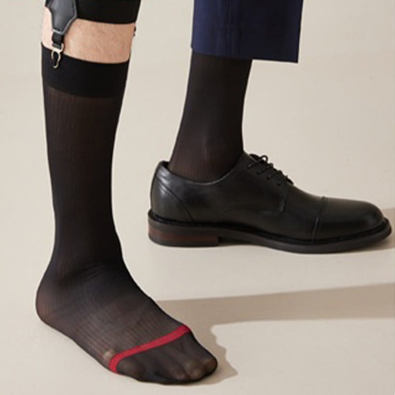 Plus Size Ice Silk Business Style Crew Socks(4 Pairs)
