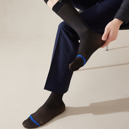 Plus Size Ice Silk Business Style Crew Socks(4 Pairs)