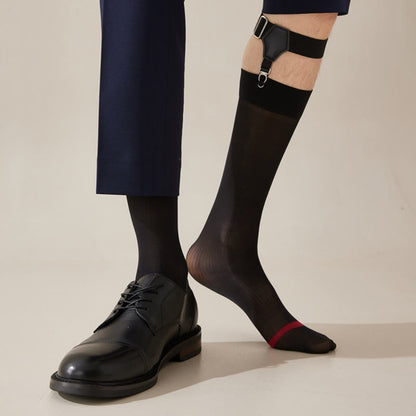 Plus Size Ice Silk Business Style Crew Socks(4 Pairs)