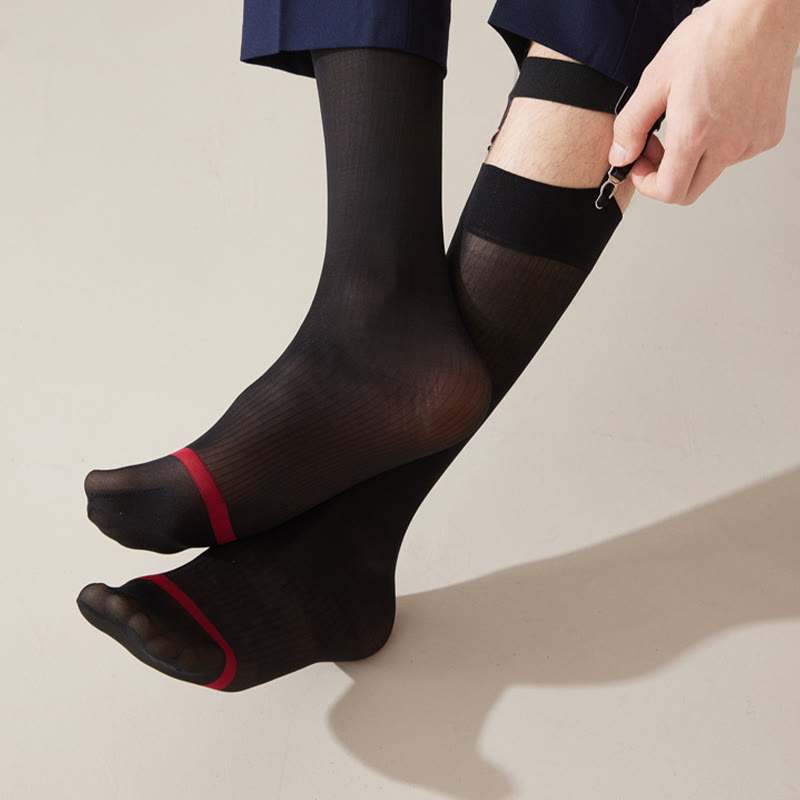 Plus Size Ice Silk Business Style Crew Socks(4 Pairs)