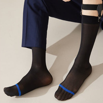 Plus Size Ice Silk Business Style Crew Socks(4 Pairs)