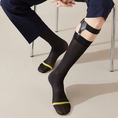 Plus Size Ice Silk Business Style Crew Socks(4 Pairs)