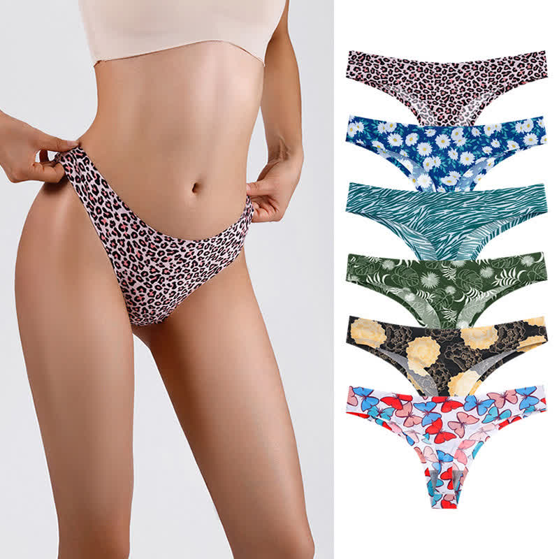 Low Waist Seamless Print Sexy Thong(3 Packs)
