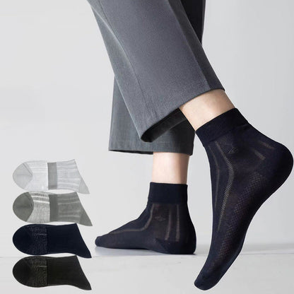 Plus Size Transparent Ice Silk Ankle Socks(4 Pairs)