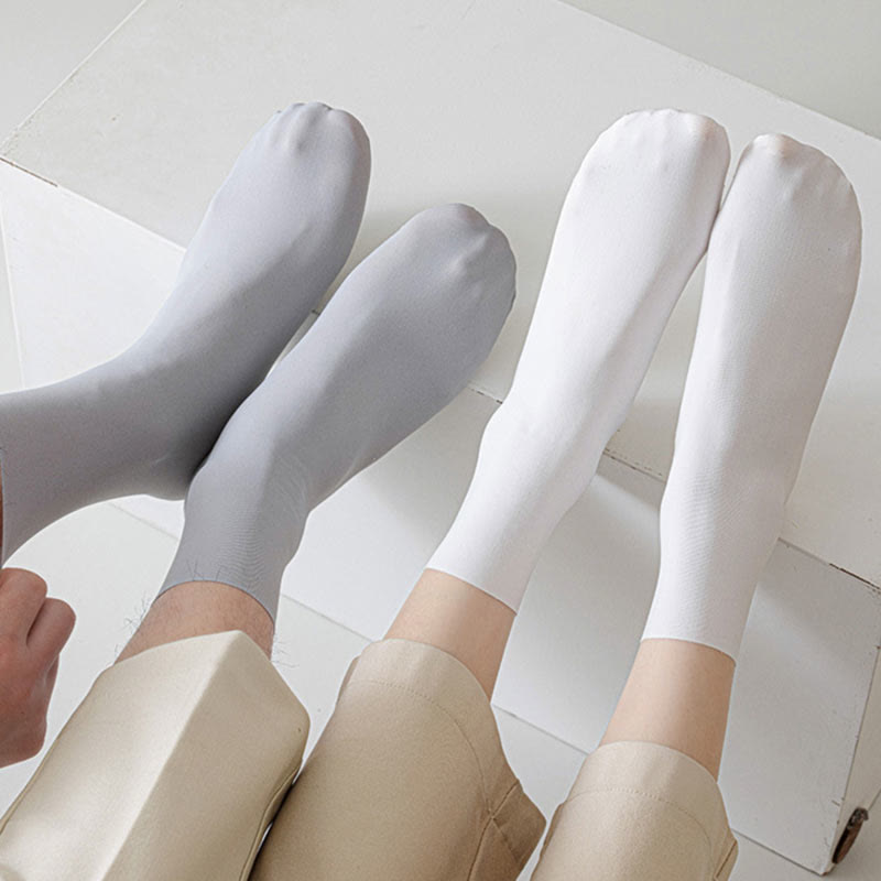 Plus Size Ice Silk Solid Color Quarter Socks(6 Pairs)
