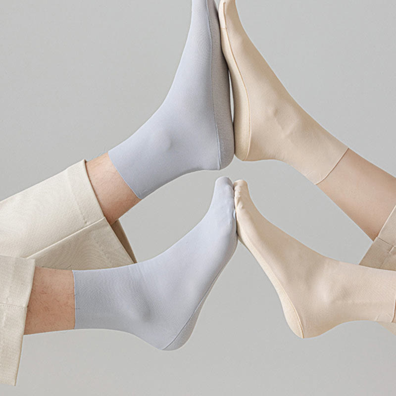 Plus Size Ice Silk Solid Color Quarter Socks(6 Pairs)