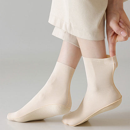 Plus Size Ice Silk Solid Color Quarter Socks(6 Pairs)