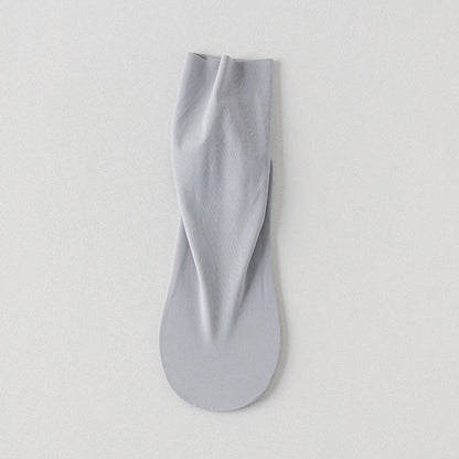 Plus Size Ice Silk Solid Color Quarter Socks(6 Pairs)