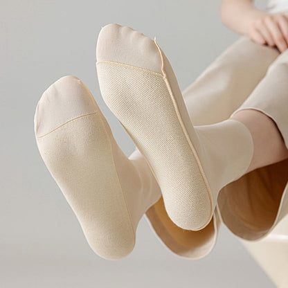 Plus Size Ice Silk Solid Color Quarter Socks(6 Pairs)