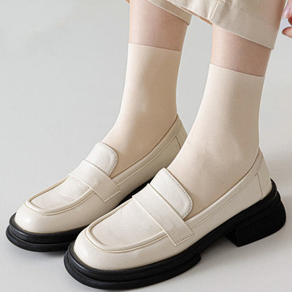 Plus Size Ice Silk Solid Color Quarter Socks(6 Pairs)