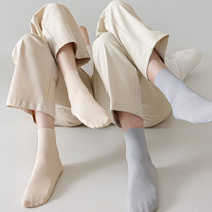Plus Size Ice Silk Solid Color Quarter Socks(6 Pairs)