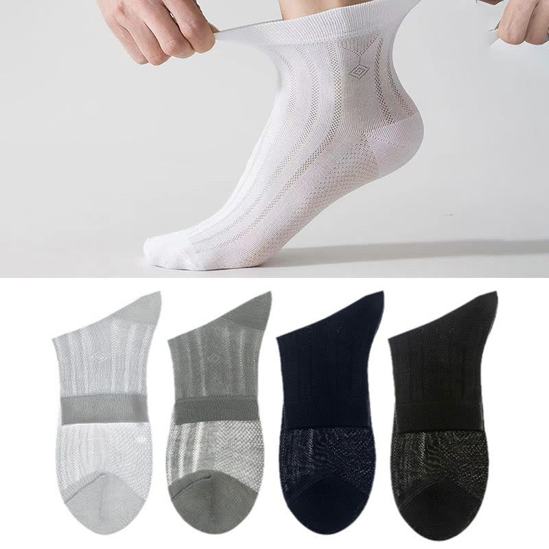Plus Size Transparent Ice Silk Ankle Socks(4 Pairs)