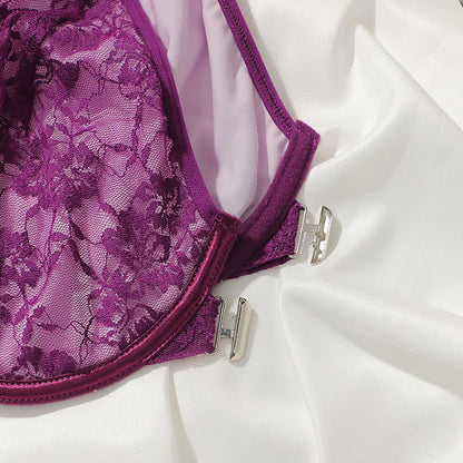 Plus Size Front Closure Breathable Lace Underwire Bra