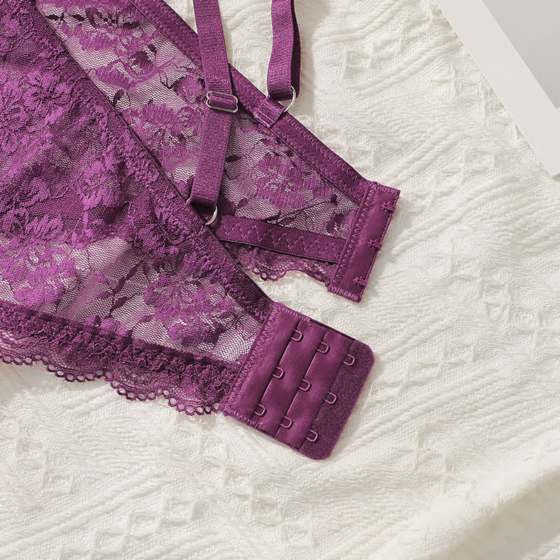 Purple Sexy Lace Chest Cross Wireless Bra