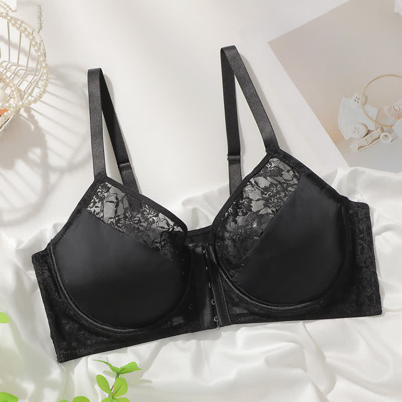 Front Closure Lace Push Up Underwire Bra