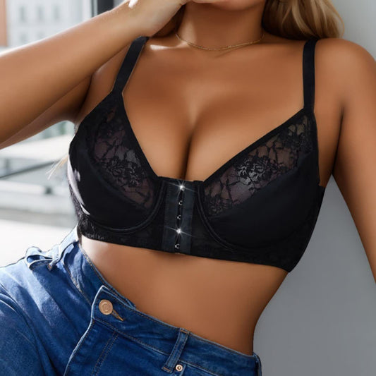 Front Closure Lace Push Up Underwire Bra
