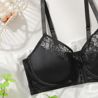 Front Closure Lace Push Up Underwire Bra