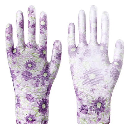 Plusock Floral Print Abrasion Resistant Gardening Work Gloves(12 Pairs)