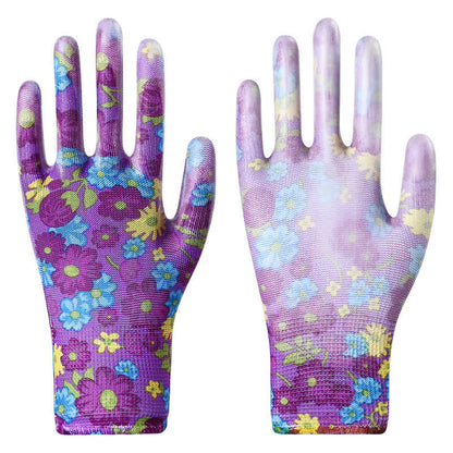 Plusock Floral Print Abrasion Resistant Gardening Work Gloves(12 Pairs)