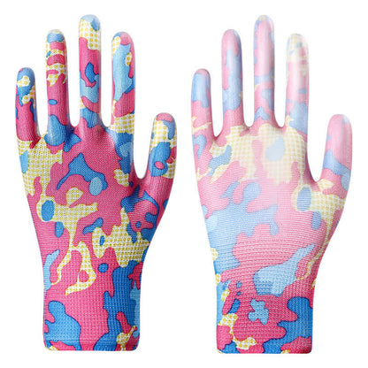 Plusock Floral Print Abrasion Resistant Gardening Work Gloves(12 Pairs)