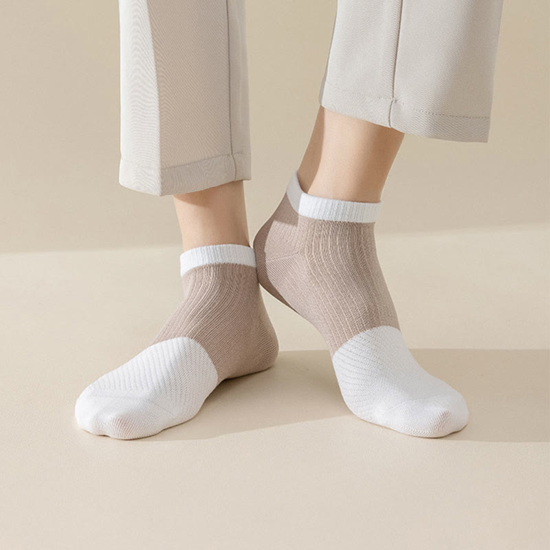 Plus Size Casual Cotton Solid Color Ankle Socks(6 Pairs)