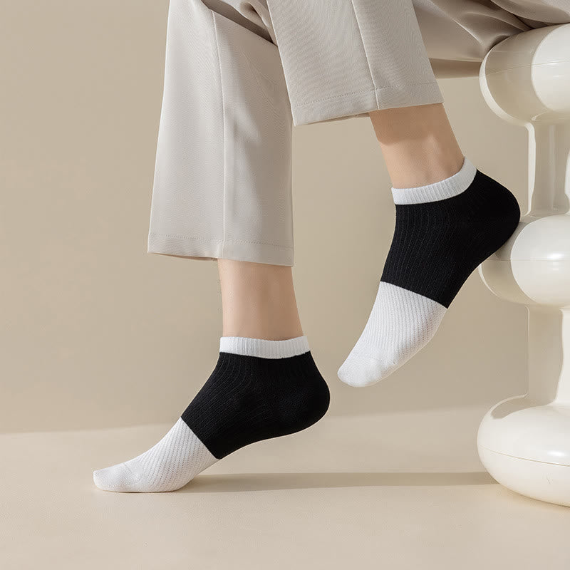 Plus Size Casual Cotton Solid Color Ankle Socks(6 Pairs)