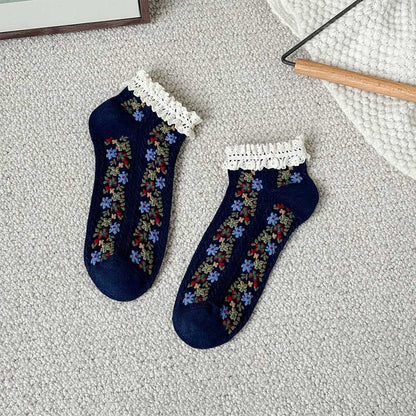 Retro Floral Ankle Socks(5 Pairs)