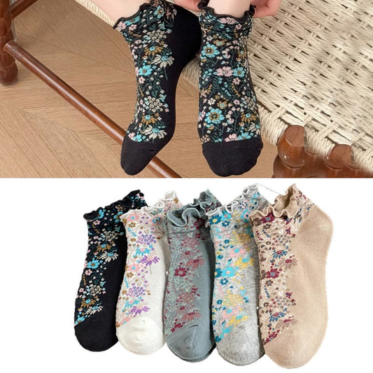 Retro Ethnic Style Ankle Socks(5 Pairs)