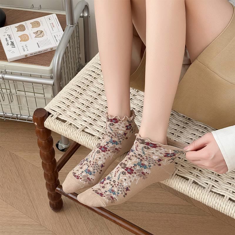 Retro Ethnic Style Ankle Socks(5 Pairs)