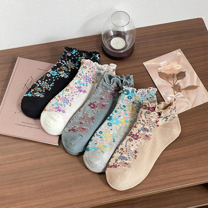 Retro Ethnic Style Ankle Socks(5 Pairs)