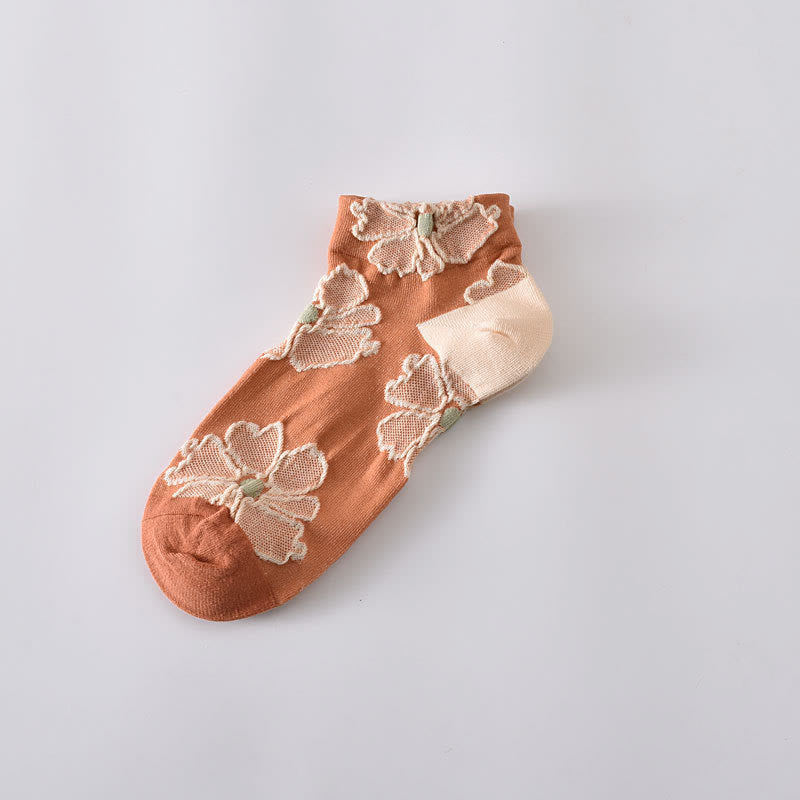 Elegant Flowers Ankle Socks(5 Pairs)