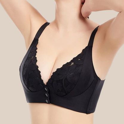 Lace Front Buckle Seamless Wireless Bra