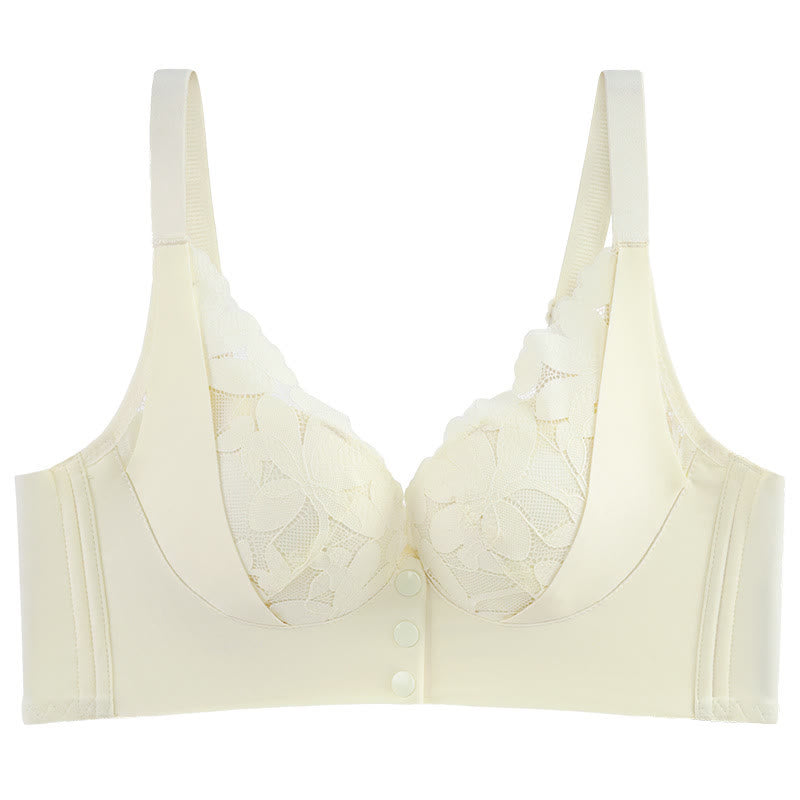 Lace Front Buckle Seamless Wireless Bra